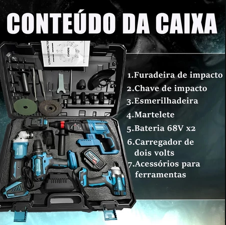 Maleta Multi Ferramentas 4 em 1 Com 2 Bateria Bivolt